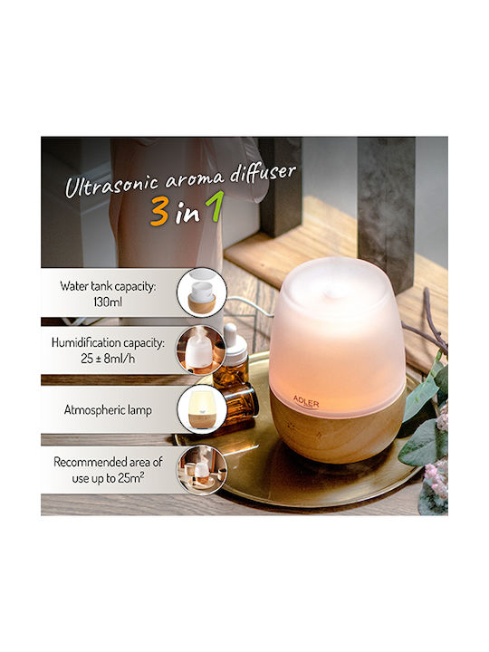 Adler Led Ultrasonic Aromatherapy Diffuser with Timer Multicolour 130ml AD 7967