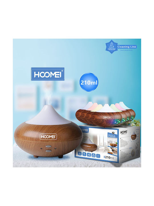 Hoomei Led Συσκευή Αρωματοθεραπείας Υπερήχων με Χρονοδιακόπτη Καφέ 210ml HM-2260