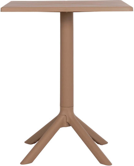 Catering Table for Small Outdoor Spaces Made of Polypropylene Foldable Terrin Cappuccino 60.5x60.5x75cm