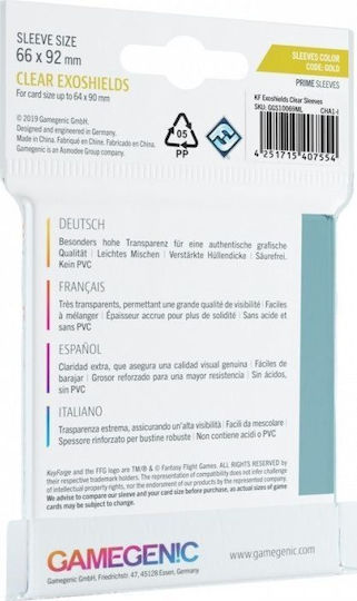 Gamegenic Prime Mini American Card Sleeves Mini American Size 50τμχ Clear GGS10052ML