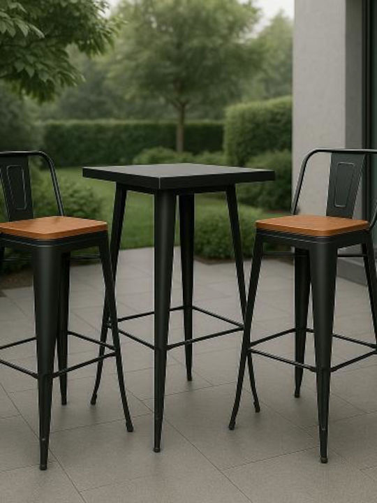 Tisch Bar für kleine Außenbereiche Zusammenklappbar Vigor Schwarz 60x60x103cm