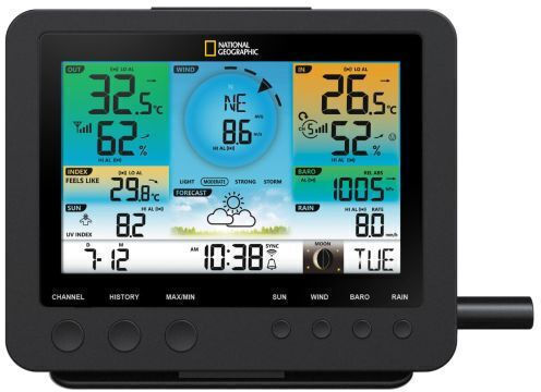 National Geographic Weather Center с 7in1 9080600 Ασύρματος Μετεωρολογικός Σταθμός Ψηφιακός Επιτραπέζιος Μαύρος