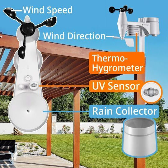 Bresser WIFI ClearView Weather Center 7-in-1 Wireless Digital Weather Station Tabletop Black