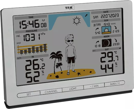 TFA 35.1097.54 Wireless Digital Weather Station Tabletop Silver