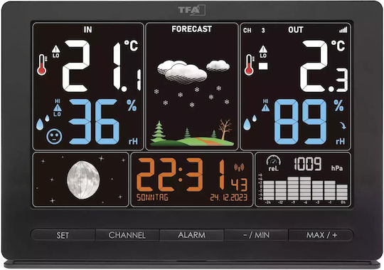 TFA 35.1118.01 Wireless Digital Weather Station Tabletop Black