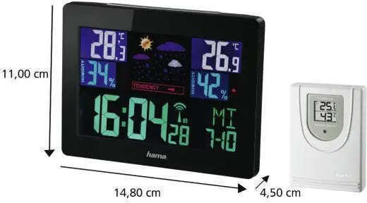 HAMA Color EWS-1400 00186306 Drahtlos Wetterstation Digital Tischplatte Schwarz HAMA Color EWS-1400 00186306 Drahtlos Wetterstation Digital Tischplatte Schwarz