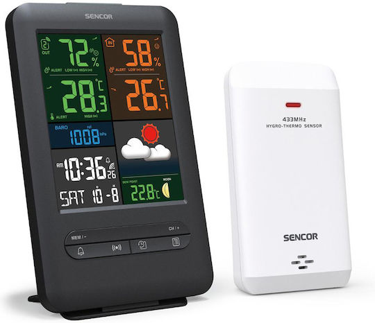 Sencor SWS 7300 Ασύρματος Μετεωρολογικός Σταθμός Ψηφιακός Επιτραπέζιος Μαύρος