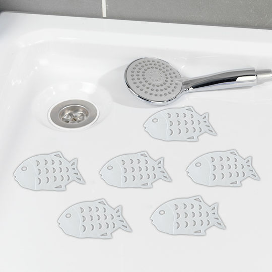 Wenko Fish Rutschfeste Badematten Fische mit Saugnäpfen Weiß 10x12εκ. 6Stück