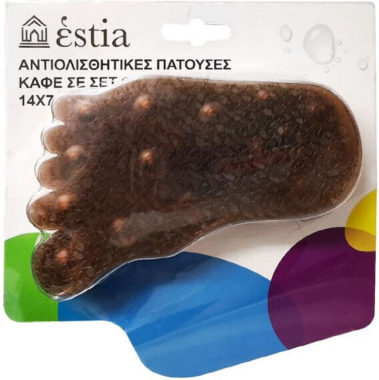 Estia Αντιολισθητικά Μπανιέρας Πατούσες Καφέ 9x15εκ. 6τμχ