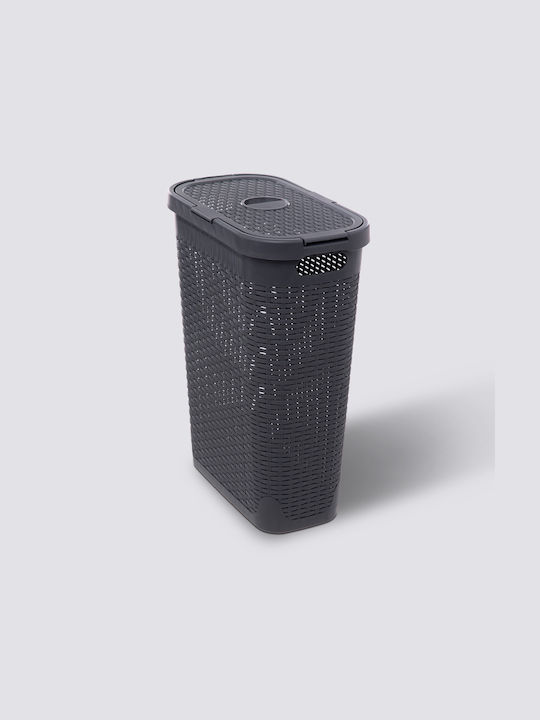Atmosphera Καλάθι Απλύτων Πλαστικό 40lt με Καπάκι 26.5x46.4x60.5cm Γκρι