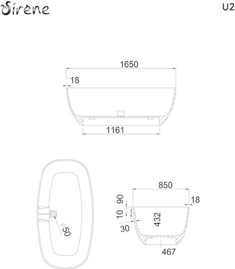 Sirene Marble Freestanding Bathtub 165x85cm Sirene Marble Freestanding Bathtub 165x85cm