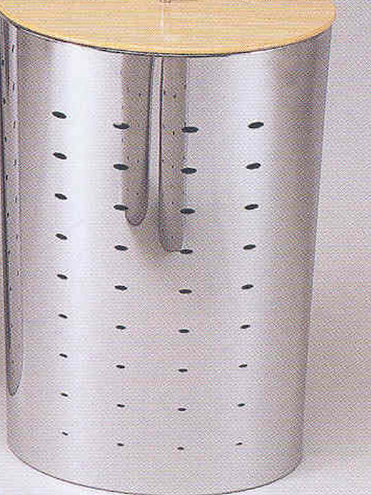Καλάθι Απλύτων Μεταλλικό 40lt με Καπάκι 40x30x58cm Ασημί