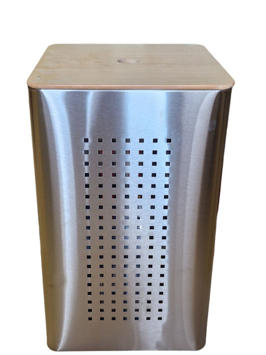 Metallic Laundry Basket 35lt with Cap 35x35x58cm Silver