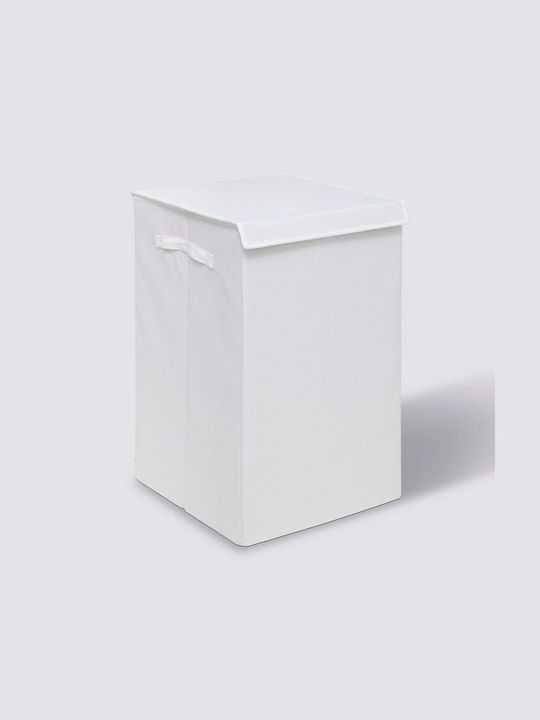Atmosphera Καλάθι Απλύτων Υφασμάτινο 74lt με Καπάκι 37x36.5x60cm Λευκό