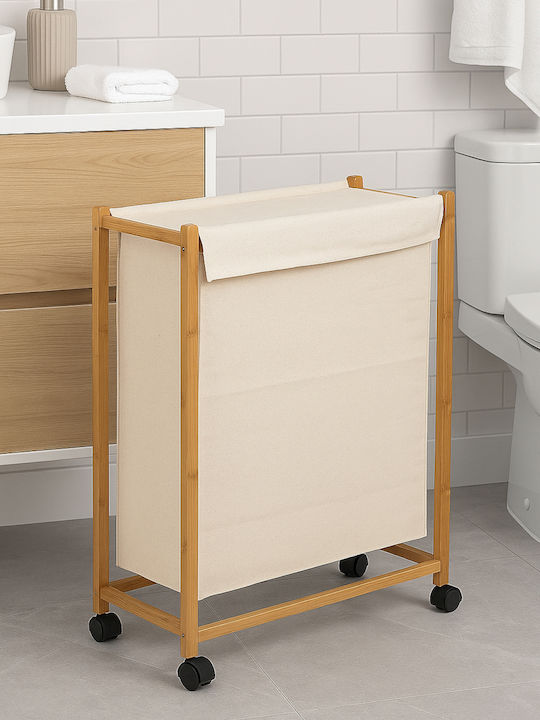 5Five Καλάθι Απλύτων Bamboo 52lt με Καπάκι 55x28x80cm Μπεζ