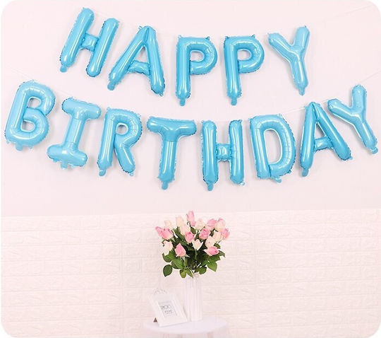 Flippy Foil Balloon Set Happy Birthday 40 Cm Baby Blue