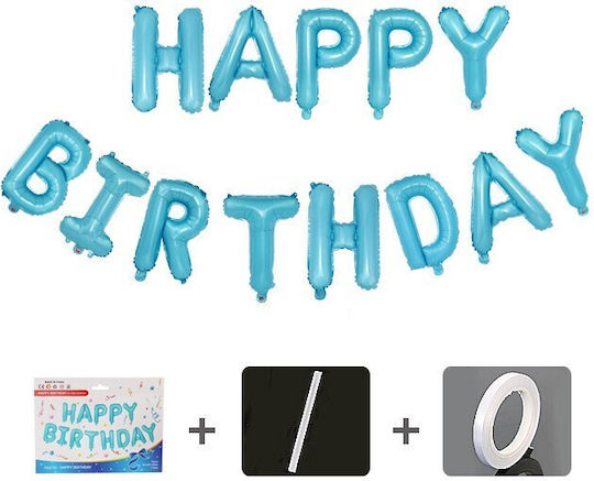 Flippy Foil Balloon Set Happy Birthday 40 Cm Baby Blue