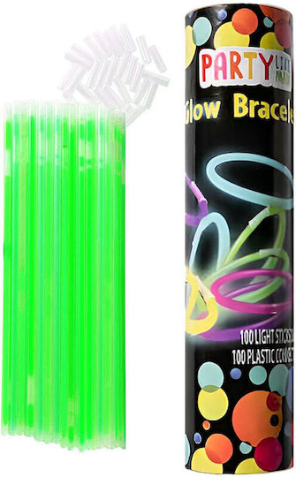 Set 100 Brățări Luminate Colorate pentru Petreceri, Bețe Fluorescente Verzi Bebelogic