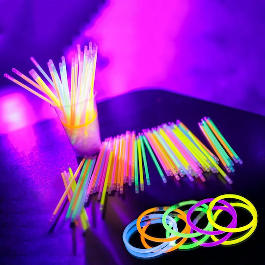 Set 100 Colorful Luminous Bracelets Parties Phosphorescent Glow Sticks Red Bebelogic