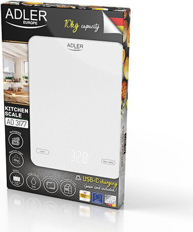 Adler Digital Kitchen Scale 1gr/10kg White