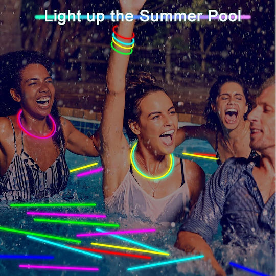 Set 100 Colorful Luminous Bracelets Parties Phosphorescent Glow Sticks Red Bebelogic