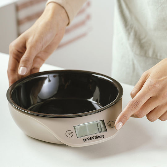 Nava Misty Ψηφιακή Ζυγαριά Κουζίνας με Κάδο έως 5kg Μπεζ