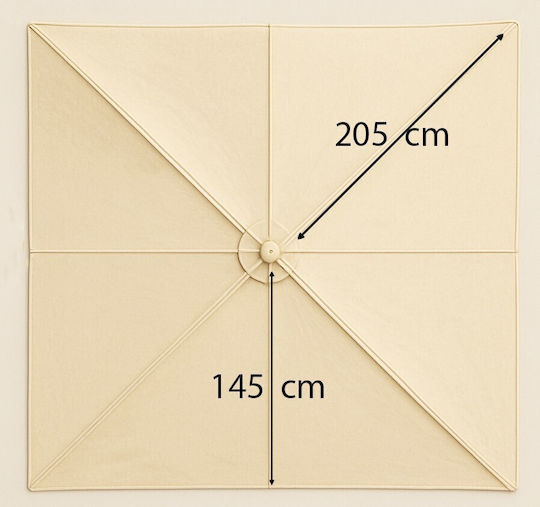 Lianos Replacement Umbrella with Dimension 300x300cm Square Replacement Umbrella's Fabric Ecru 3x3m