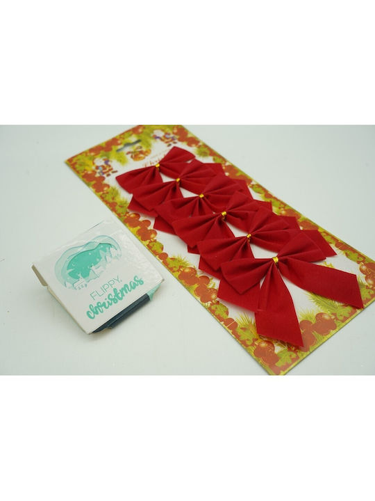 Set 6 Red Classic Ornaments Christmas Tree 7 X 8 Cm Made Polyester Flippy