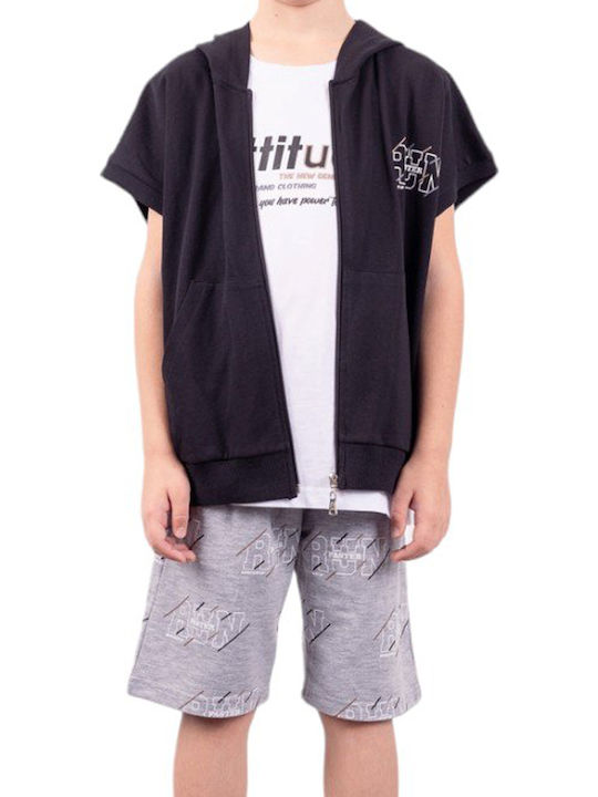 Kids' Set with Shorts & Outerwear Summer 3pcs Black