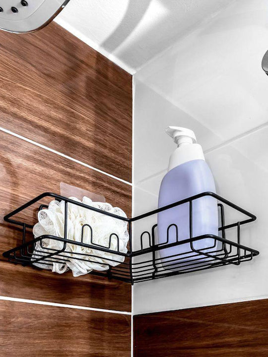 Vilde Corner Wall Mounted Bathroom Shelf Metallic 23x23x10cm Black