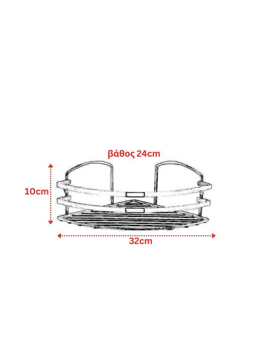 Tekno-Tel LM007 Γωνιακή Επιτοίχια Ραφιέρα Μπάνιου Μεταλλική 32x24x10cm Ασημί