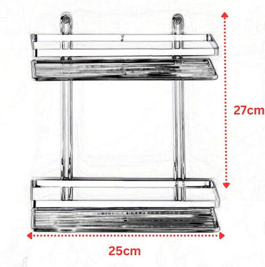 Tekno-Tel 455.ES067 An der Wand montiert Badezimmerregal Inox mit 2 Regalböden 25x12x27cm Silber
