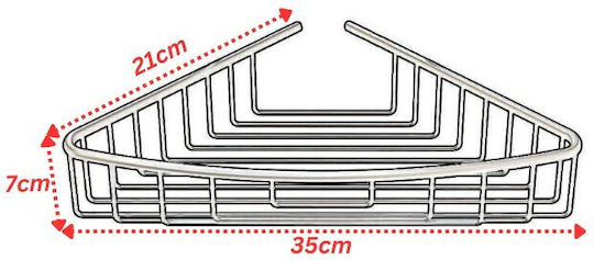 Primanova Colțar Montat pe perete Raft Baie Metal 35.5x21x7cm Argintie