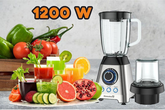 Hausberg Μπλέντερ με Γυάλινη Κανάτα 1.8 lt 1200W Inox HB7764