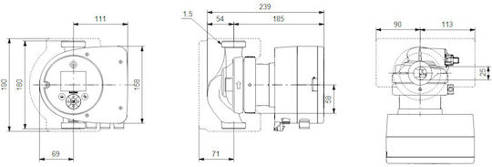 Grundfos Magna3 Electronic 25/8 Circulator Pump Heating / Air Condition 180mm
