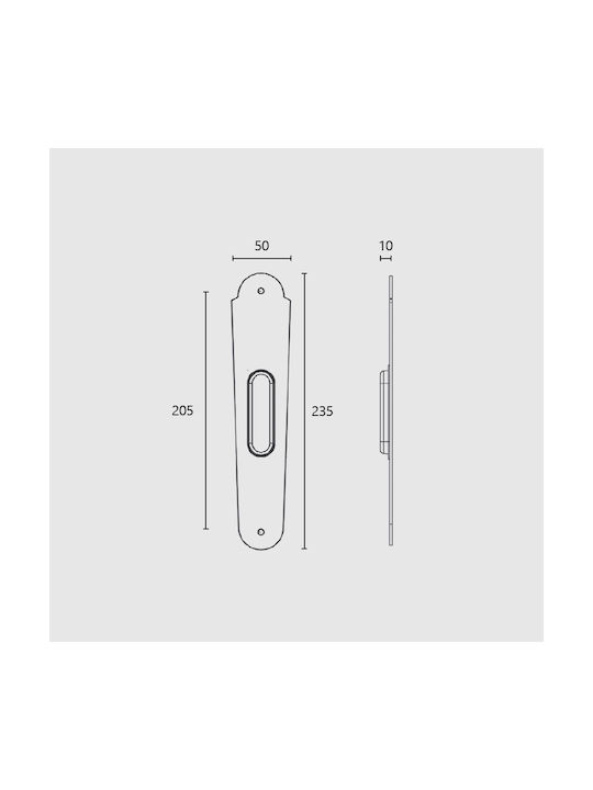 Zogometal 135 Χούφτα Πόρτας με Οπή 235mm (Απόσταση Κέντρων 205mm) 135