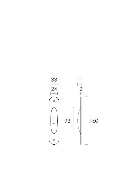 Convex 135 Дръжка за вграждане на врати с отвор за ключ Oro Matt 160мм