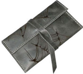 Gk Shoes Lederne Tabaktasche mit Verschluss 10x16.5cm Smoke Grey