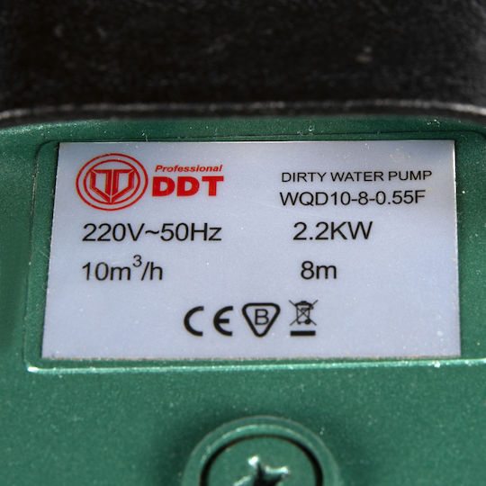 Pompa submersibilă pentru apă murdară fără tocător cu plutitor Ddt Wqd10 2200 W