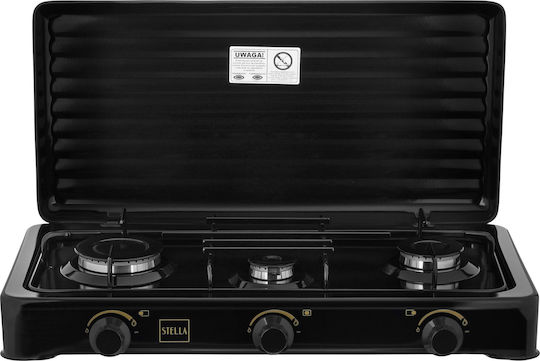 Stella Liquid Gas Countertop Triple Burner Black