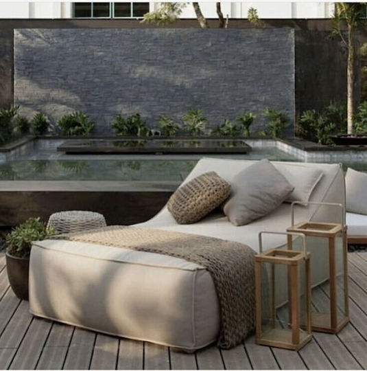 Πουφ Ξαπλώστρα Αδιάβροχη Luxury Irida Λευκό 190x80x70cm