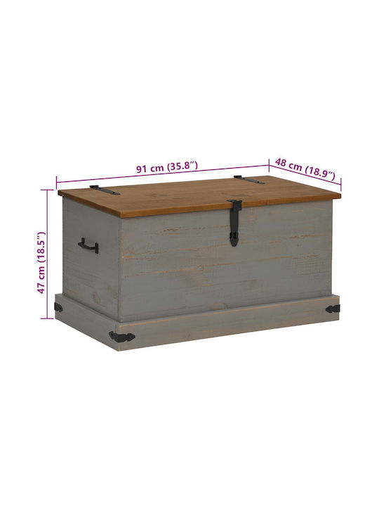 vidaXL Декоративна куфар Дърво Сив 91x48x47бр