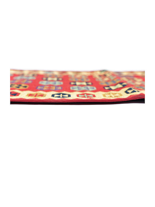 Sdim Baumwoll-Küchenmatte Rutschfeste Basis Kilim 003 Rot Gelb 50x140cm