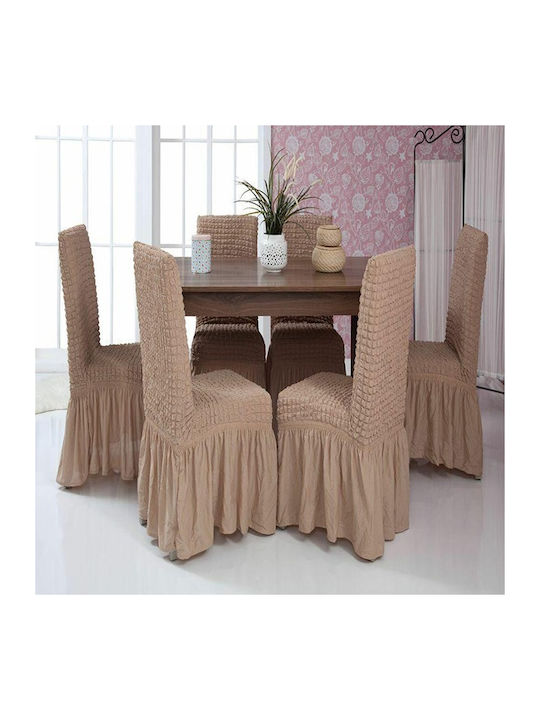SpitiBazaar Еластичен Калъф За стол Бежов 6бр SB-41