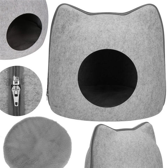 Cat Dog Bed Soft Fluffy Non-slip Detachable Pillow 38x36x36 Cm Gray