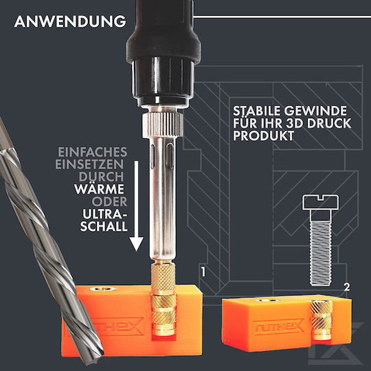 Set 50 Messing-Einsätze M5x5,8mm Gewindeeinsätze Kunststoffteile 3D-Drucker