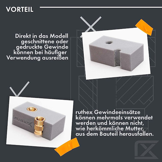Set 50 Messing-Einsätze M5x5,8mm Gewindeeinsätze Kunststoffteile 3D-Drucker