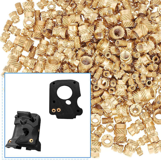 Set 390 Messing-Knurl-Inserts Gewindeeinsätze M2 M2.5 M3 M4 M5 M6 3D-Druck Kunststoffteile