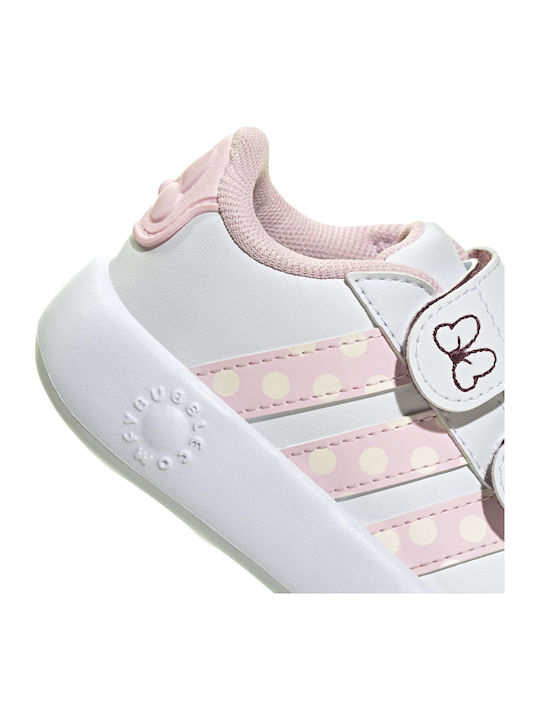 Disney Minnie Mouse Grand Court Kids Sneakers with Hoop & Loop Closure Cloud White / Clear Pink / Chalk White