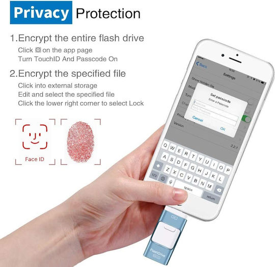 256 Gb 4 In 1 Usb Memory Flash Drive Android Ios Usb C Micro Usb Apple Lightning Otg Function Iphone Ipad Smartphone Tablet Pc Laptop Blue